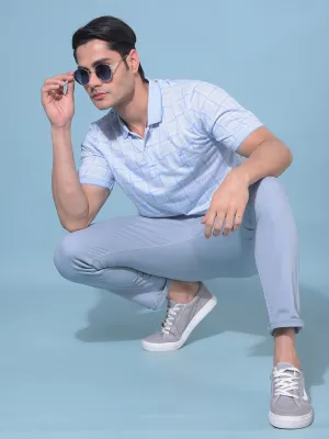 Blue Stretchable Cotton Trousers