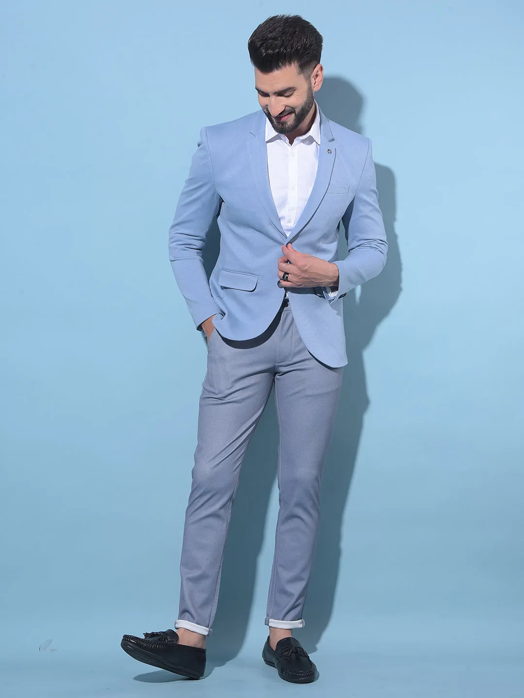 Blue Stretchable Trousers