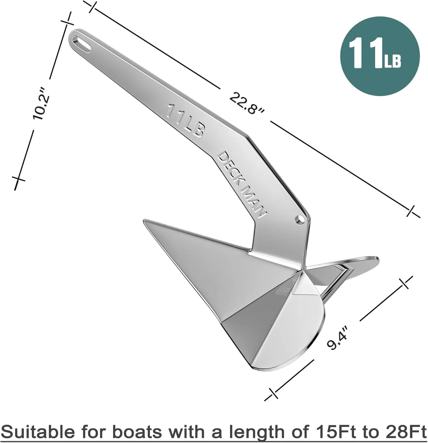 Boat Anchor 316 Stainless Steel (Marine Grade) Delta-Style Anchor Heavy Duty Triangular Anchor Wing Style Triangle Anchor
