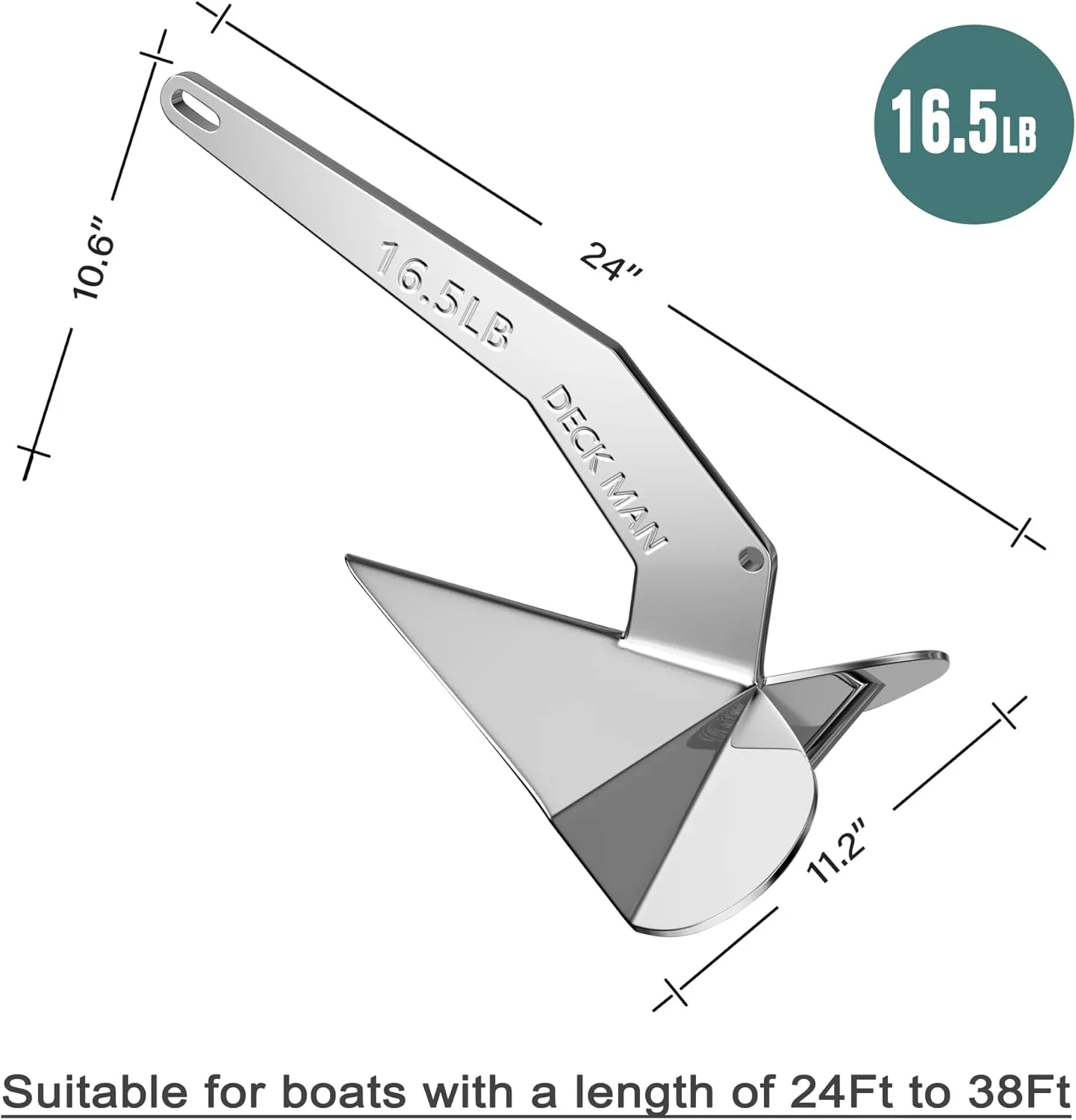 Boat Anchor 316 Stainless Steel (Marine Grade) Delta-Style Anchor Heavy Duty Triangular Anchor Wing Style Triangle Anchor