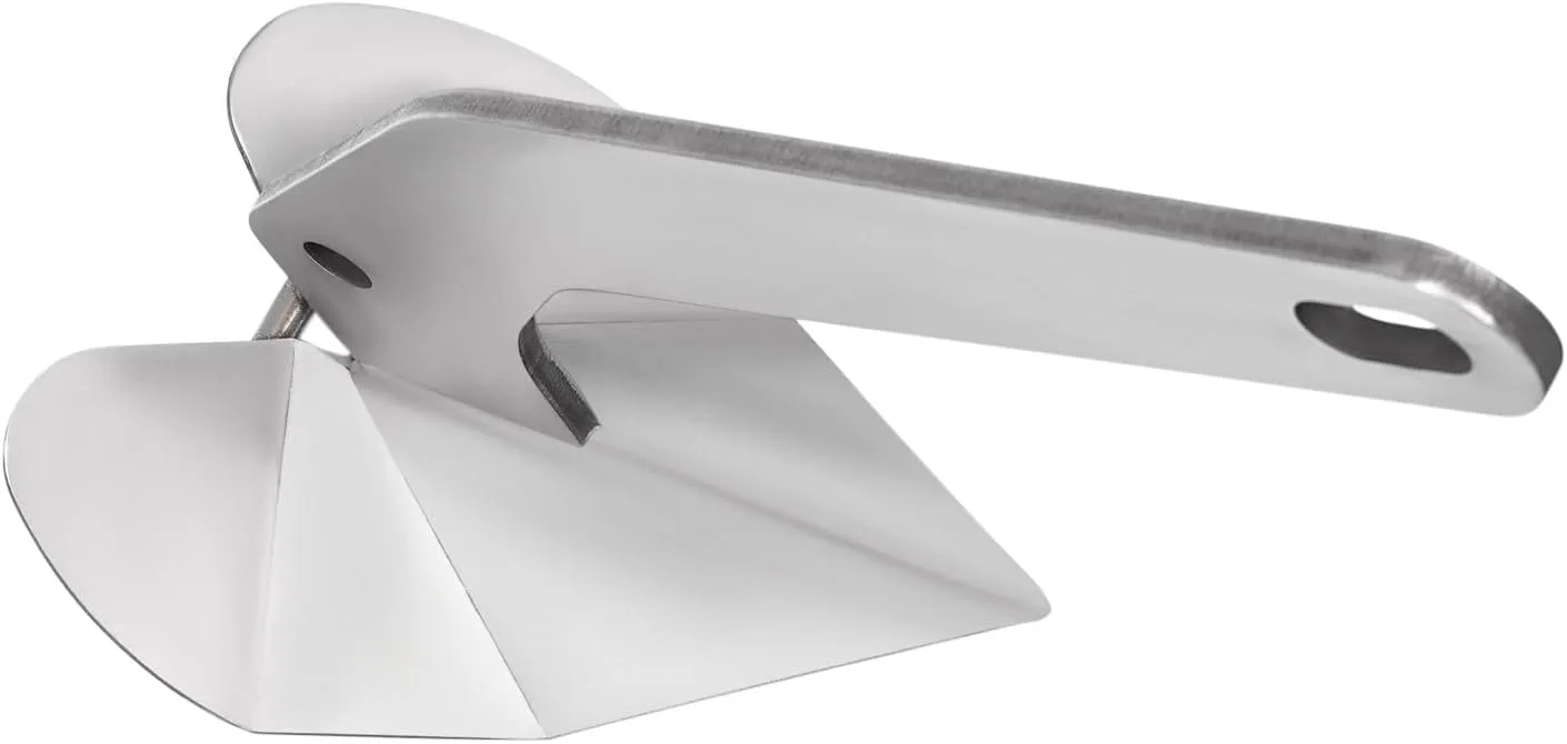 Boat Anchor, 32 lbs Marine Stainless Steel Delta Anchor/Wing Style Boat Anchor, Heavy Duty Wing Style Triangle Plow Anchor for Small Yachts Fishing Boats Sport Boats
