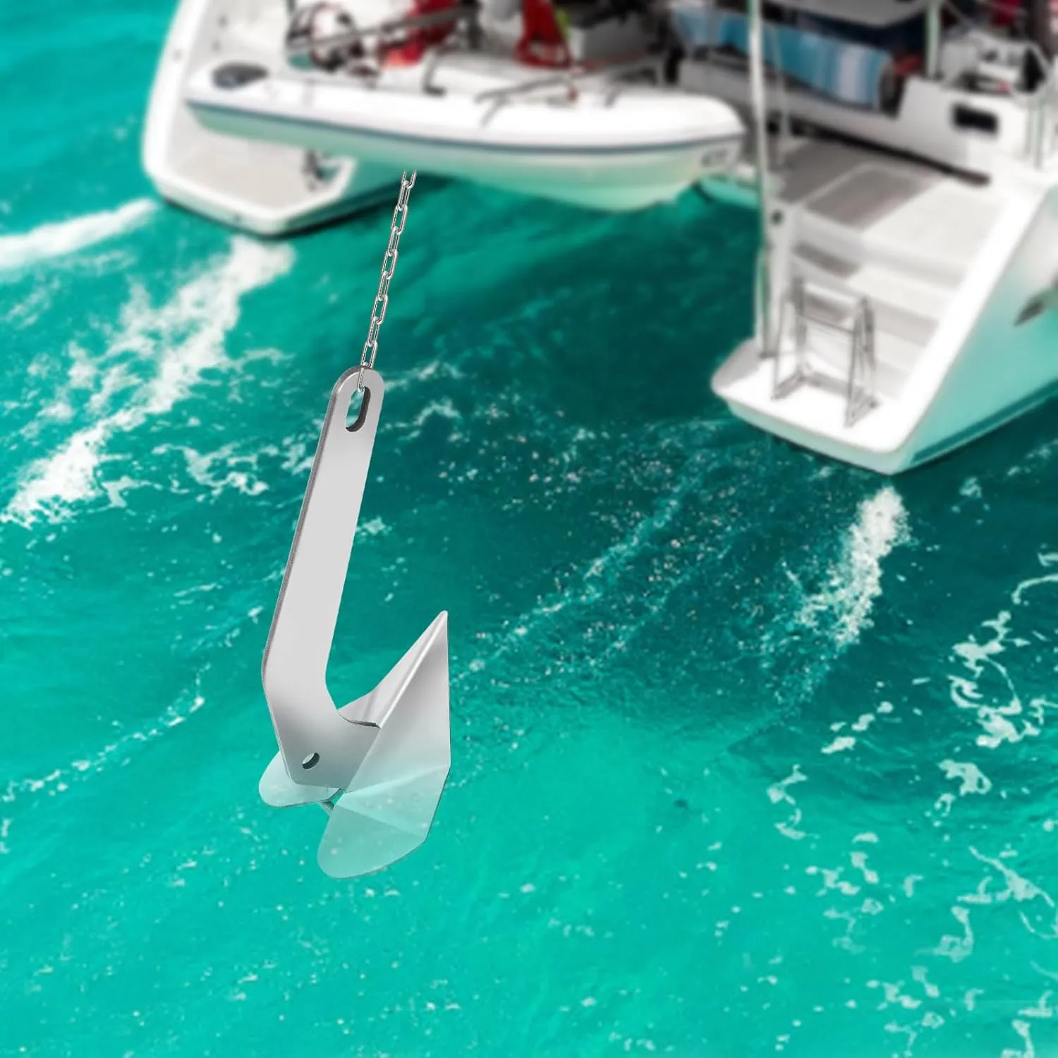 Boat Anchor, 32 lbs Marine Stainless Steel Delta Anchor/Wing Style Boat Anchor, Heavy Duty Wing Style Triangle Plow Anchor for Small Yachts Fishing Boats Sport Boats