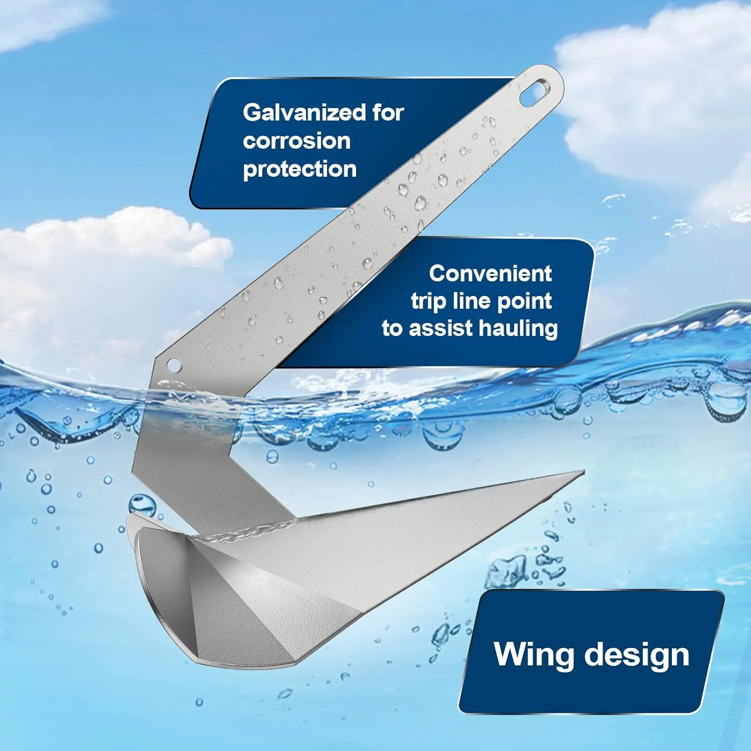 Boat Anchor Hot Dipped Galvanized Steel Delta Anchor 9 Lb 13 Lb 18 Lb 22 Lb Triangle Plow Anchor for Pontoon Fishing Boats Sailing Boats Anchor for 13 14 15 16 18 20 21 22 23 24 25 26 FT Boats