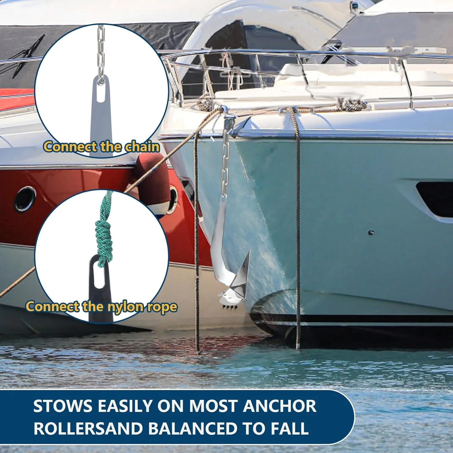 Boat Anchors, Delta Boat Anchor, Havey Duty 316 Stainless Steel Delta-Style Boat Anchor 9lbs/11lbs/13lbs/15.5lbs/18lbs/22lbs/33lbs Wing Style Triangle Anchor, for Pontoon, Deck, Fishing Boats, Sail