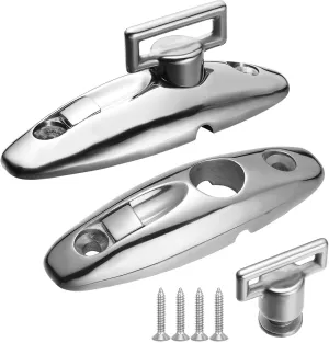 Boat Bimini Top Swivel Deck Hinge for Straps, 360 Degree Swivel Quick Release Boat Fender Hanger 316 Stainless Steel, 3.17-inch Length, Include Screws (Pack of 2)