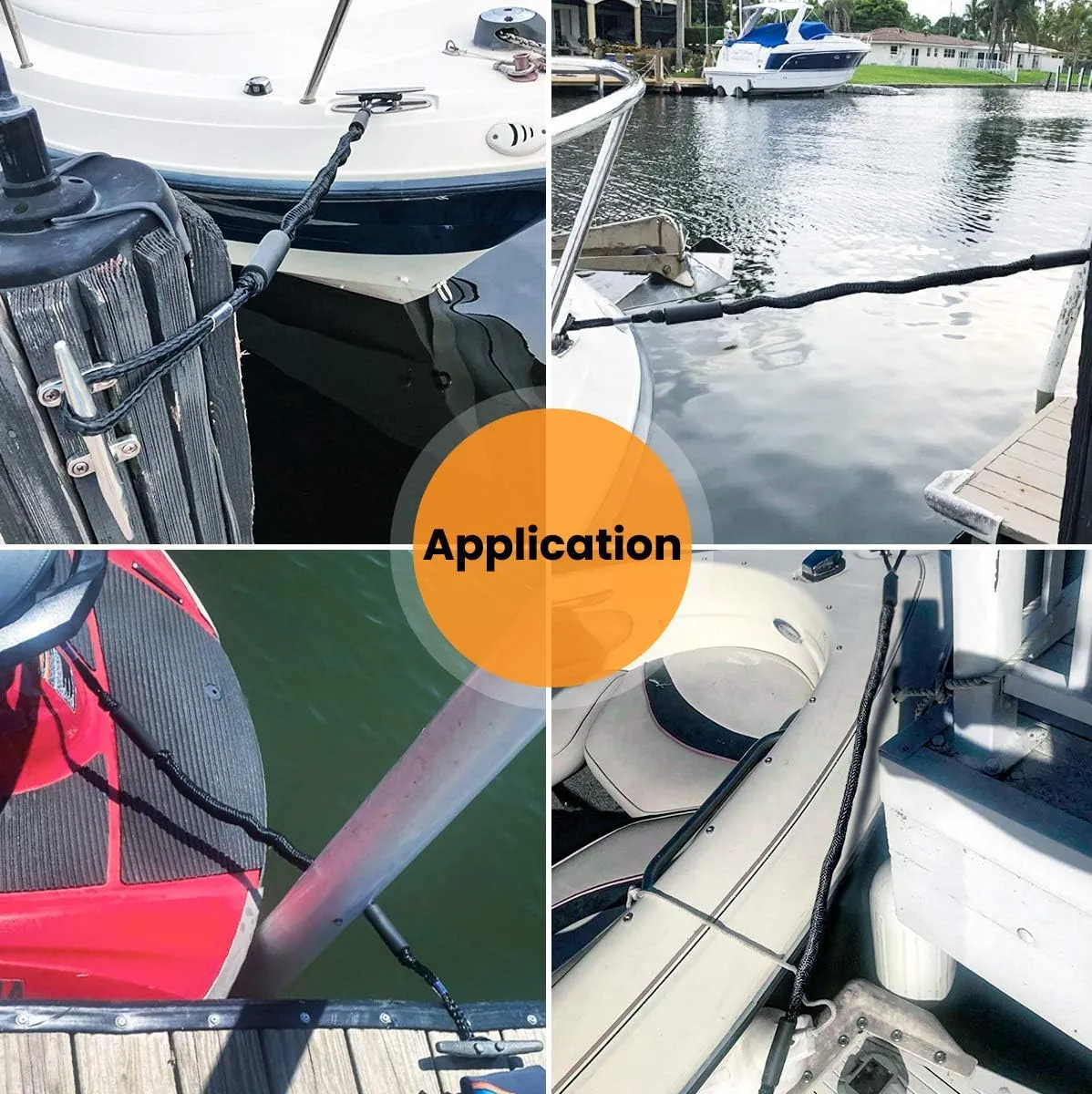 Boat Bungee Dock Lines Dock Rope Mooring Line Boat Accessories Docking Ropes PWC Dock Ties for Boats Pontoon, Jet Ski, SeaDoo, WaveRunner, Kayak