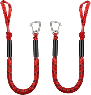 Boat Bungee Dock Lines, Mooring Rope with Stainless Steel Clip,Boat Ropes for Docking, Boat Accessories, Suit for PWC, Kayak, Jet Ski, Seadoo, WaveRunner, Pontoon, Bass Boat, 3ft (RED&Black)