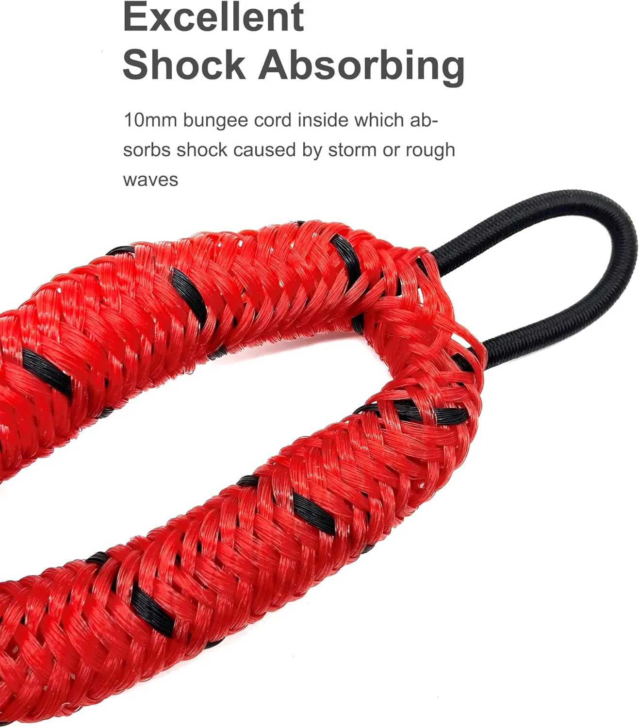 Boat Bungee Dock Lines, Mooring Rope with Stainless Steel Clip,Boat Ropes for Docking, Boat Accessories, Suit for PWC, Kayak, Jet Ski, Seadoo, WaveRunner, Pontoon, Bass Boat, 4ft (RED&Black)