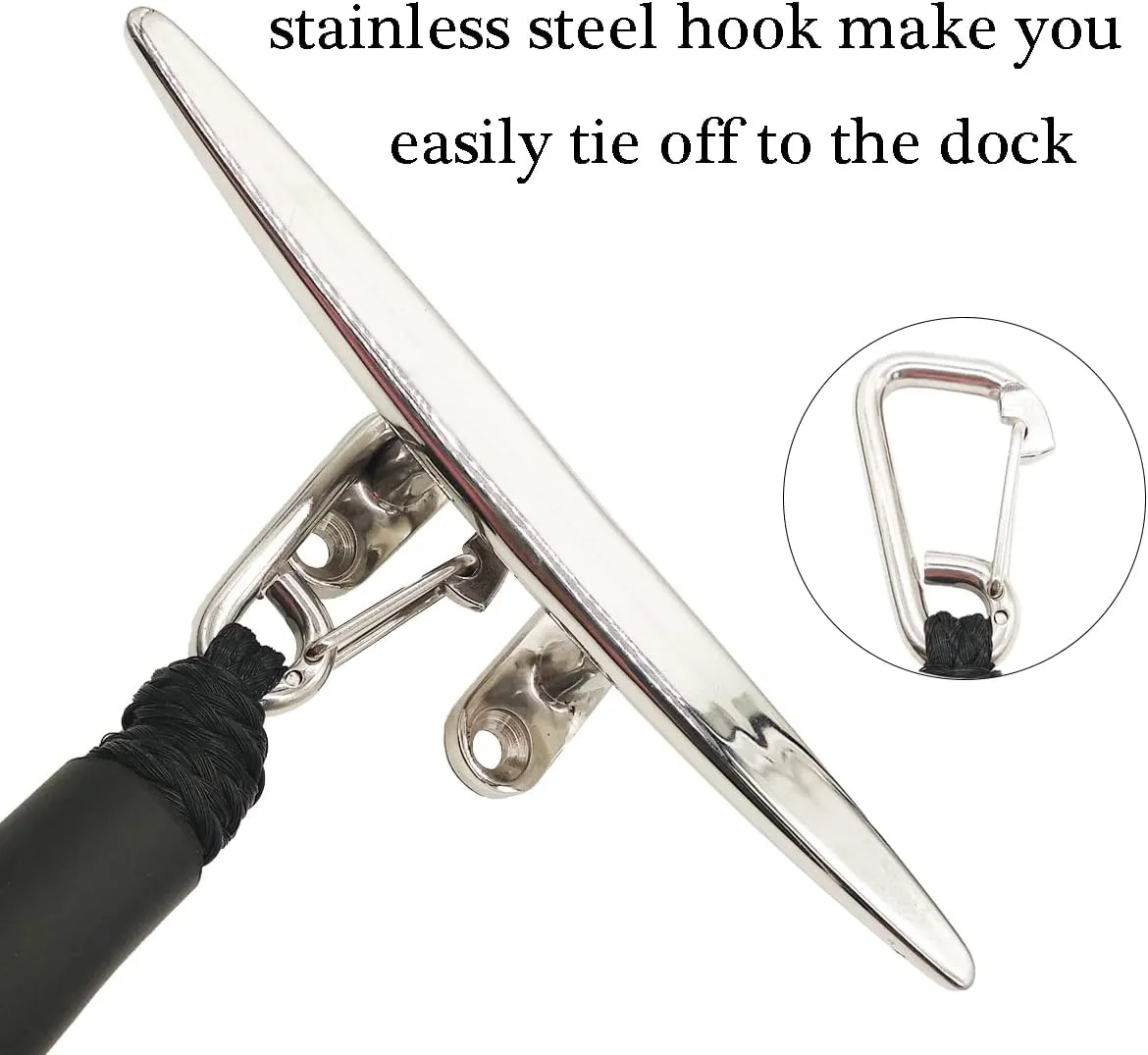 Boat Bungee Dock Lines, Mooring Rope with Stainless Steel Clip,Boat Ropes for Docking, Boat Accessories, Suit for PWC, Kayak, Jet Ski, Seadoo, WaveRunner, Pontoon, Bass Boat, 4ft (RED&Black)