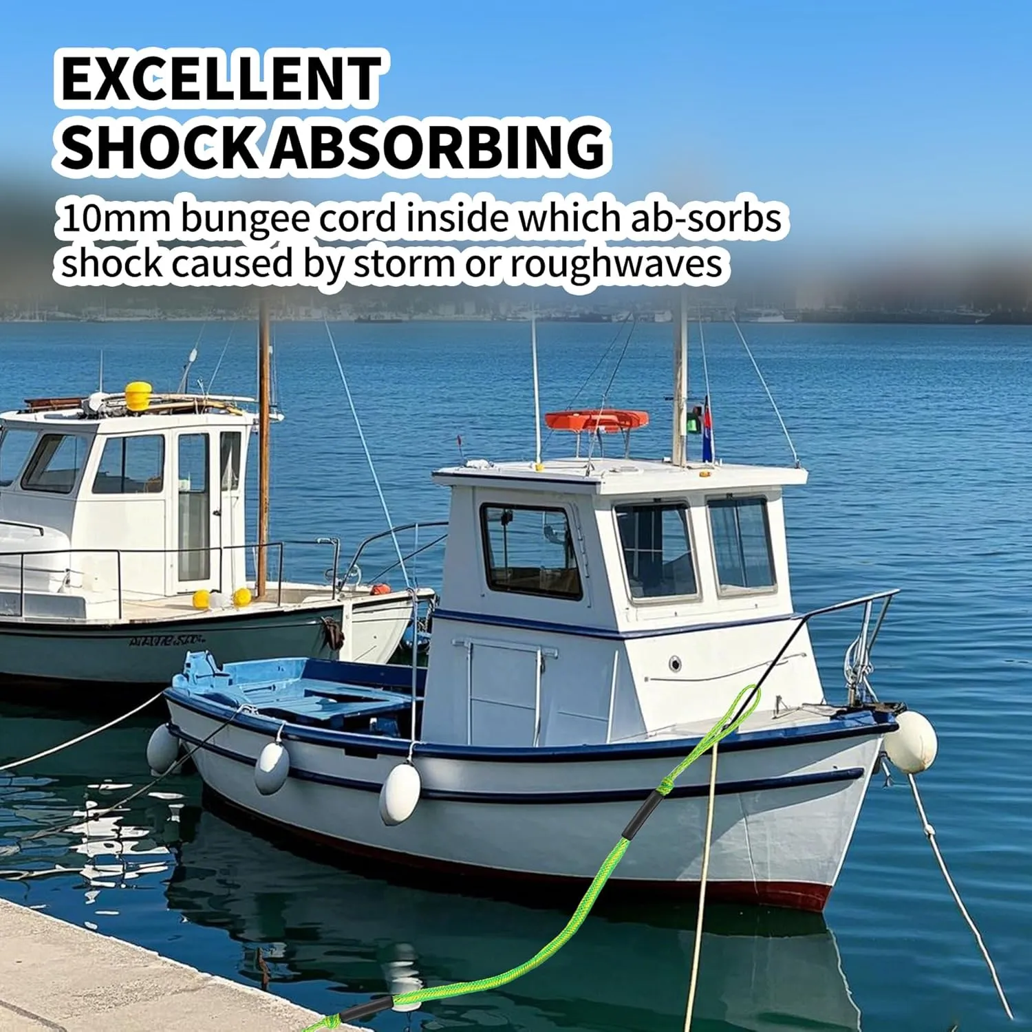 Boat Bungee Dock Lines with Loop and Foam Floats – 4FT (Extends to 5.5FT) Elastic Mooring Ropes for Quick Temporary Docking for Pontoon, Jon Boat, and Small Vessels,2Pack (Green&Yellow)