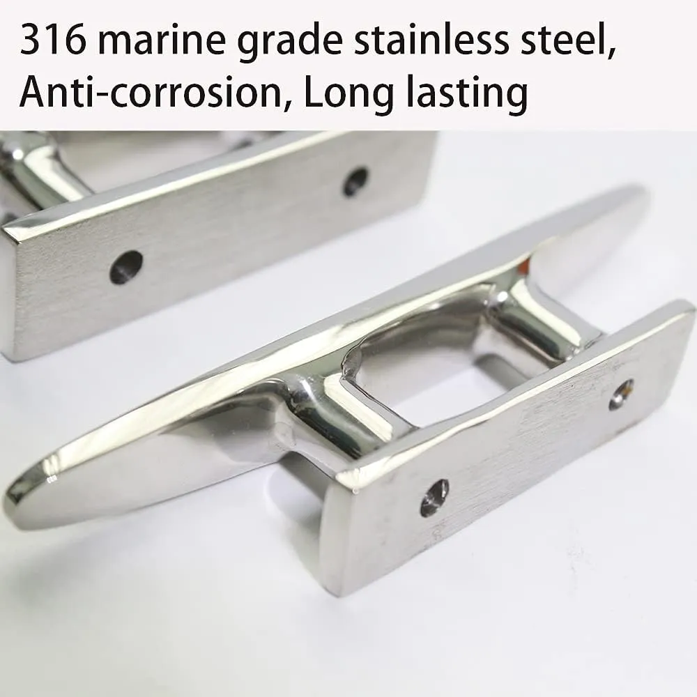 Boat Cleat Open Base 4/5 /6/8 inch, Dock Cleat 316 Stainless Steel Marine Grade, Include Installation Screws