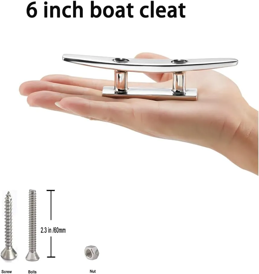 Boat Cleat Open Base 4/5 /6/8 inch, Dock Cleat 316 Stainless Steel Marine Grade, Include Installation Screws