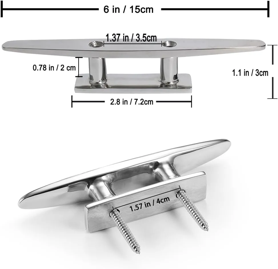 Boat Cleat Open Base 4/5 /6/8 inch, Dock Cleat 316 Stainless Steel Marine Grade, Include Installation Screws