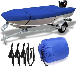 Boat Cover 600D Waterproof Open Boat Cover Sunshade UV-Resistant Dust-Proof Cover Heavy Duty Marine Open Boat Cover 3.5m-4.5m Universal (Size:430x205cm)