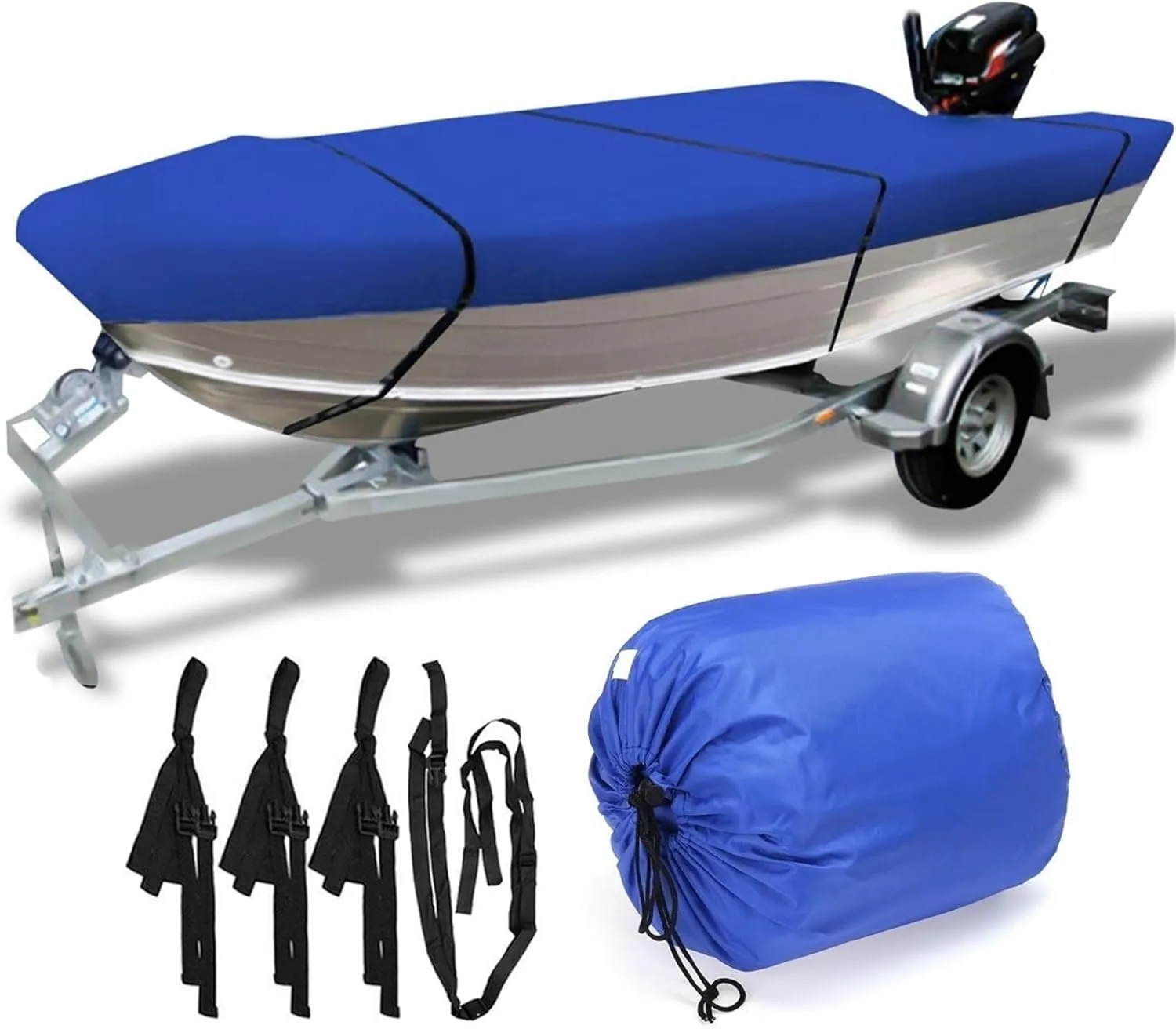 Boat Cover 600D Waterproof Open Boat Cover Sunshade UV-Resistant Dust-Proof Cover Heavy Duty Marine Open Boat Cover 3.5m-4.5m Universal (Size:430x205cm)