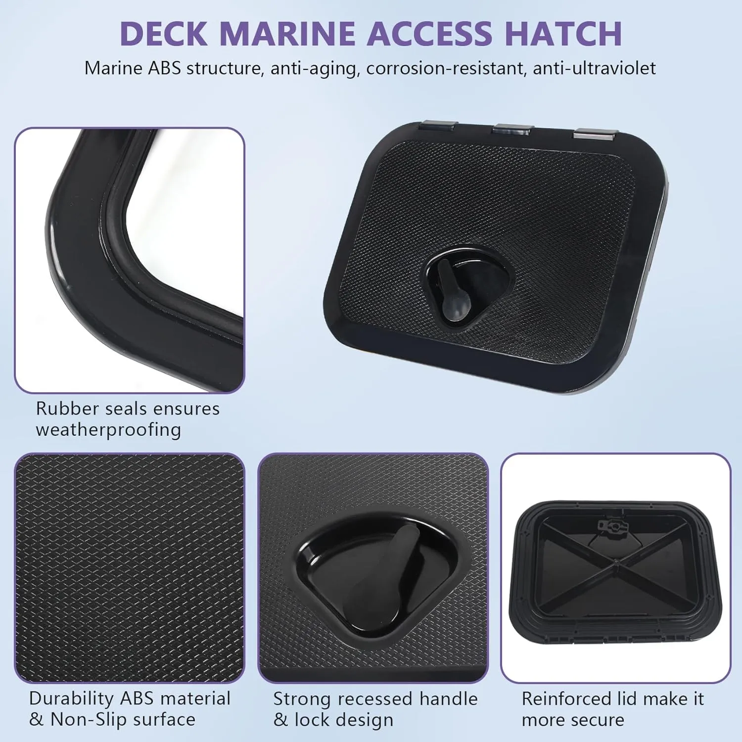 Boat Deck Access Hatch & lid 14.7x10.6in/17.3x12.4in/24x14in/20x18in,Marine Inspection Hatch Access Hatch Rectangle,Inspection Hatch Cover Deck Hatch Deck Plate Hatch for Marine Caravan RV,White/Black