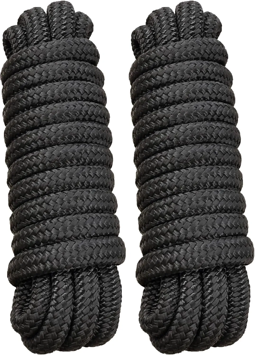 Boat Dock Lines Marine Rope 5/8" x 15' Marine-Grade Double Braided Nylon Dock Line with 15" Loop Boat Lines Dock Rope, Easy Handling Dock Lines for Boats, Fray Resistant - 2 Pack, Black