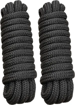 Boat Dock Lines Marine Rope 5/8" x 15' Marine-Grade Double Braided Nylon Dock Line with 15" Loop Boat Lines Dock Rope, Easy Handling Dock Lines for Boats, Fray Resistant - 2 Pack, Black