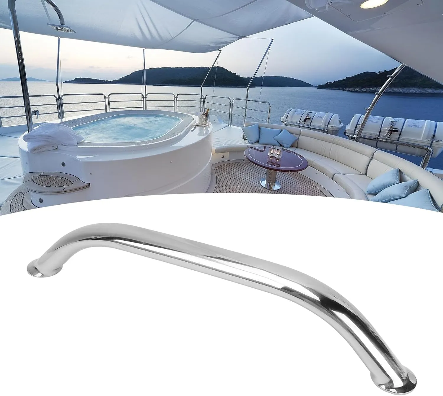 Boat Grab Handle, 9/12/16/18 Inch 304 Stainless Steel Boat Handrail, Polished Boat Grab Bar, Heavy Duty Multipurpose Marine Rail for Marine Boat,Yacht, RV, Easy to Install