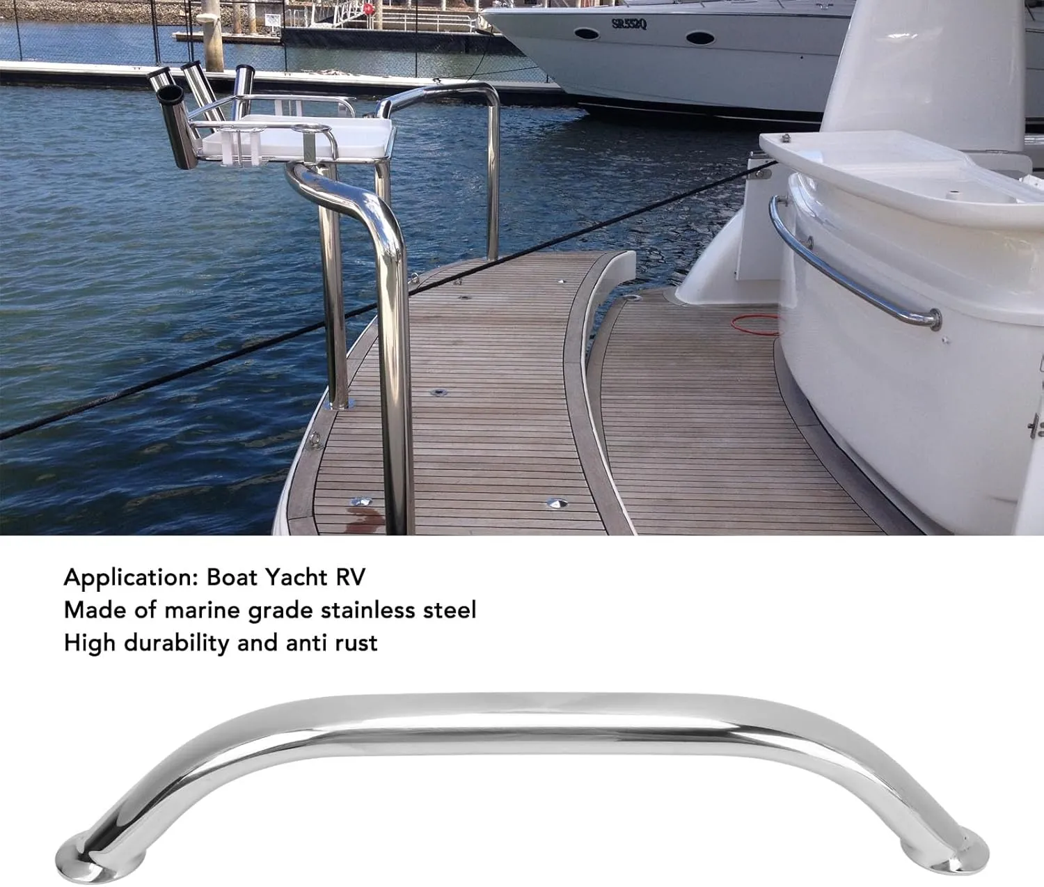 Boat Grab Handle, 9/12/16/18 Inch 304 Stainless Steel Boat Handrail, Polished Boat Grab Bar, Heavy Duty Multipurpose Marine Rail for Marine Boat,Yacht, RV, Easy to Install