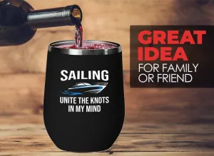 Boat Lover Black Edition Wine Tumbler 12oz - Sailing Unite - Boat Lover Lover Sport Hobbies Gift Coach Player Playermaker From Mom Dad Friend