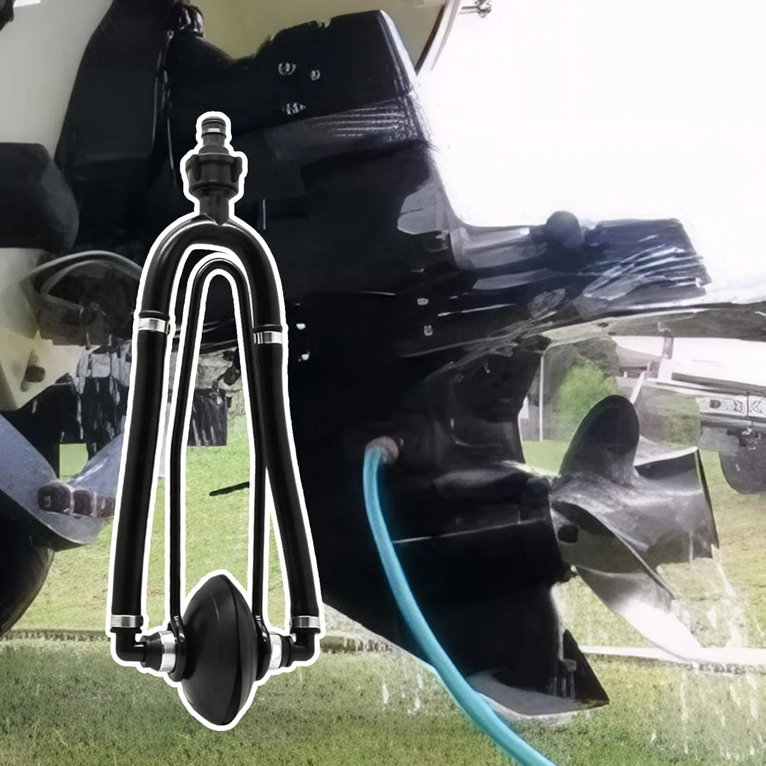 Boat Motor Flusher - Freshwater Engine Cleaner, ‑Feed Muff Cups | Marine Boat Maintenance Tool, Salt Away Safe Motor Flusher Kit for Outboard Cooling System Care on Trailer or Dock