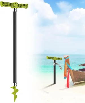 Boat Sand Anchor,Carbon Fiber Shallow Water Anchor with T-Handle and Nylon Glass Fiber Auger,Corrosion-Resistant Sand Anchor for Under 23ft Boat and Kayak Anchor, Green
