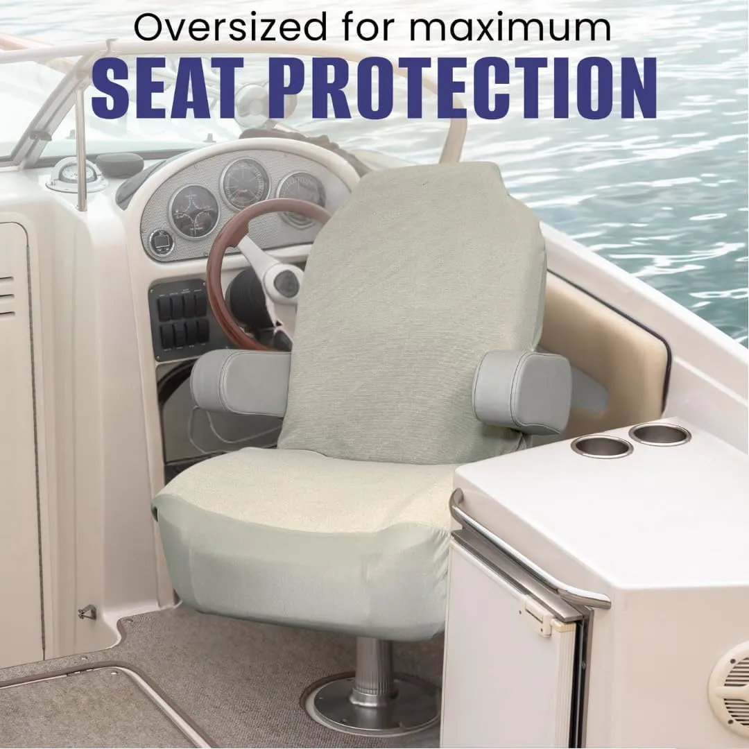 Boat Seat Cover - Microfiber, Quick-Dry, Universal Fit, Stylish Solid Grey Design for Captain's Chairs, Pontoon Towel Seat Covers
