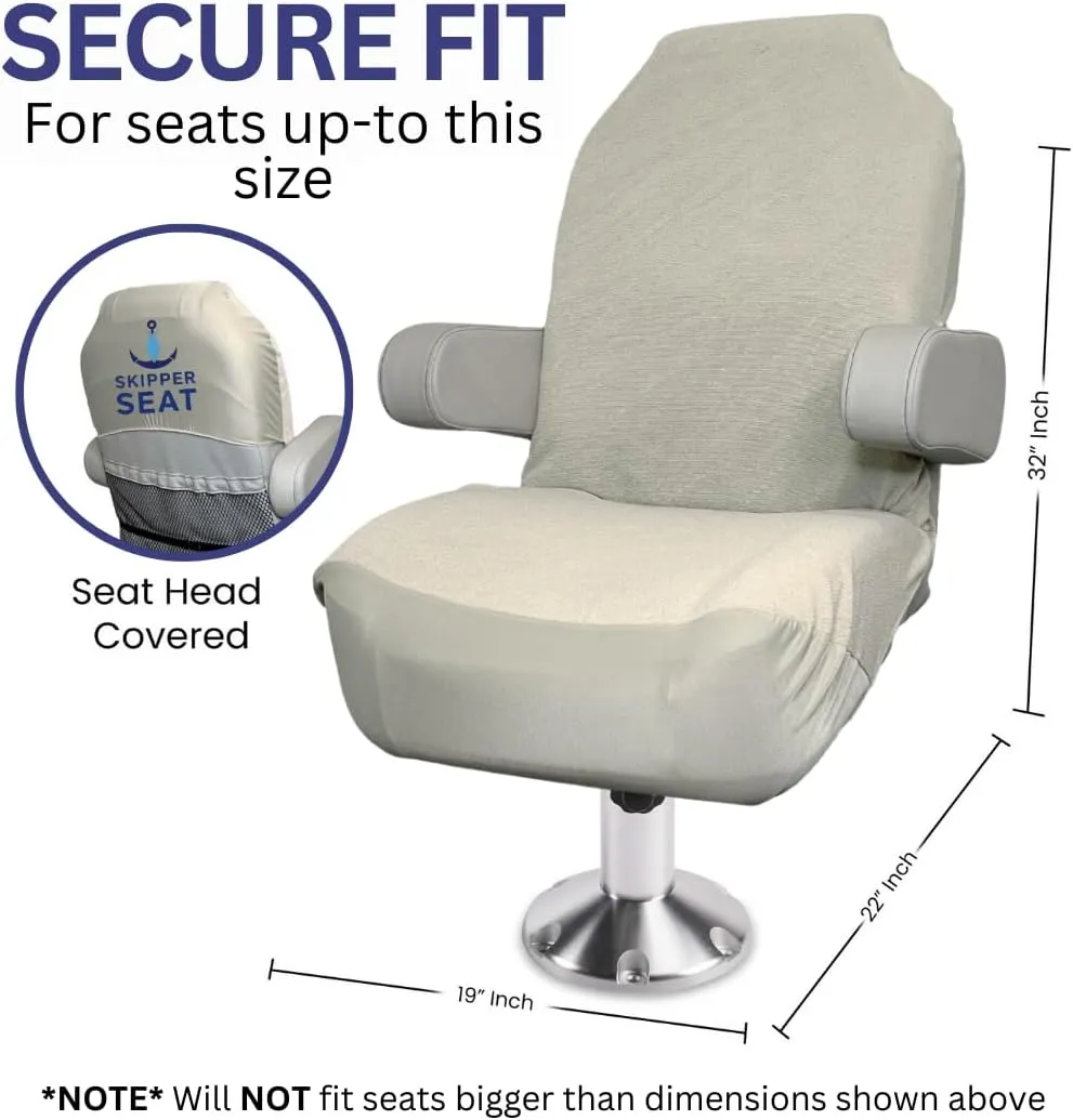 Boat Seat Cover - Microfiber, Quick-Dry, Universal Fit, Stylish Solid Grey Design for Captain's Chairs, Pontoon Towel Seat Covers