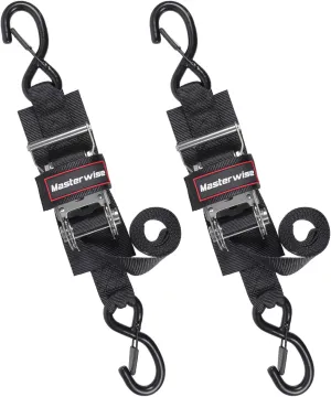 Boat Trailer Straps, Boat Transom Tie Down Straps to Trailer with Stainless Steel Ratchet Strap, 4 Feet 2400lbs Break Strength, 2 Pack (Black,1.5" x4')