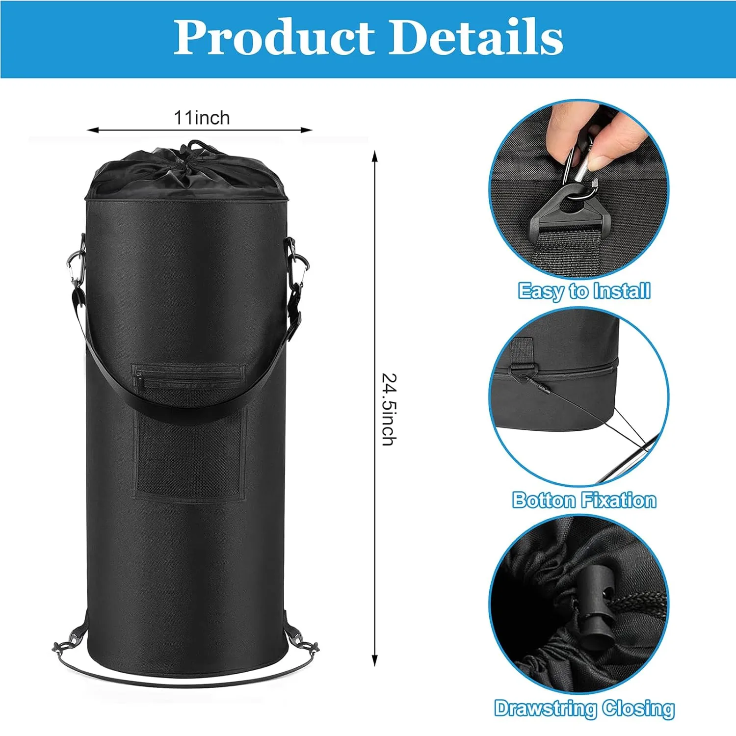 Boat Trash Can 800D 100% Odor & Leak Resistant Boat Trash Bag with 6 Clips and Side Pockets Bag Reusable Boat Garbage Can Pontoon Boat Accessories Compatible with 10-13 Gal Garbage