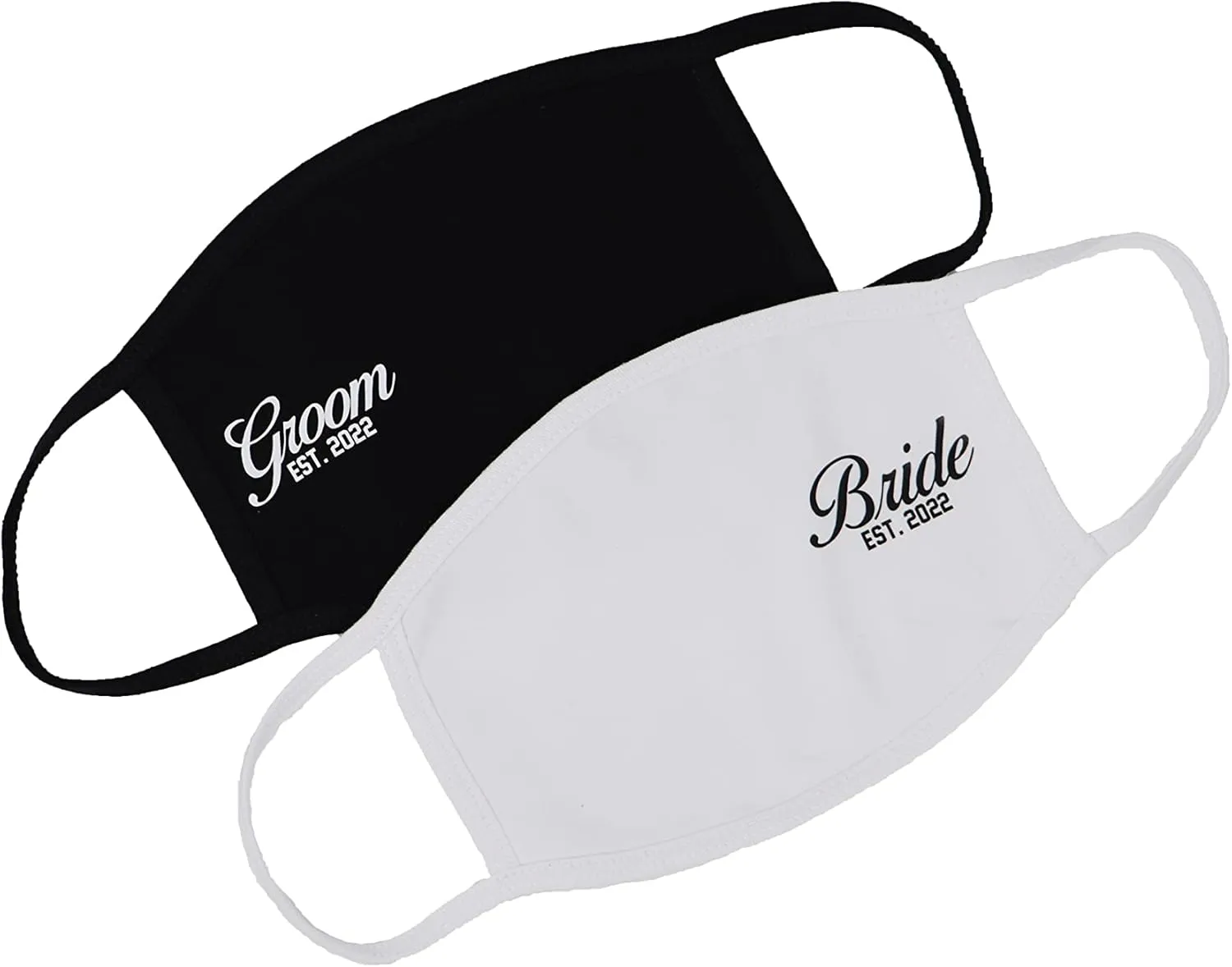 Bride Groom 2022 Face Mask Gift Set Double Layer Breathable Cotton Spandex Perfect for Close Up Pictures Custom Made in USA