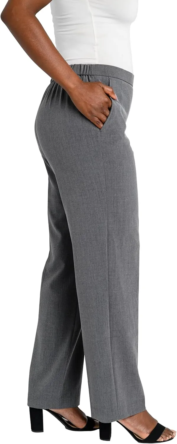 Briggs New York Women's Flat Front Pull on Pant With Slimming Solution (Regular & Short Length)