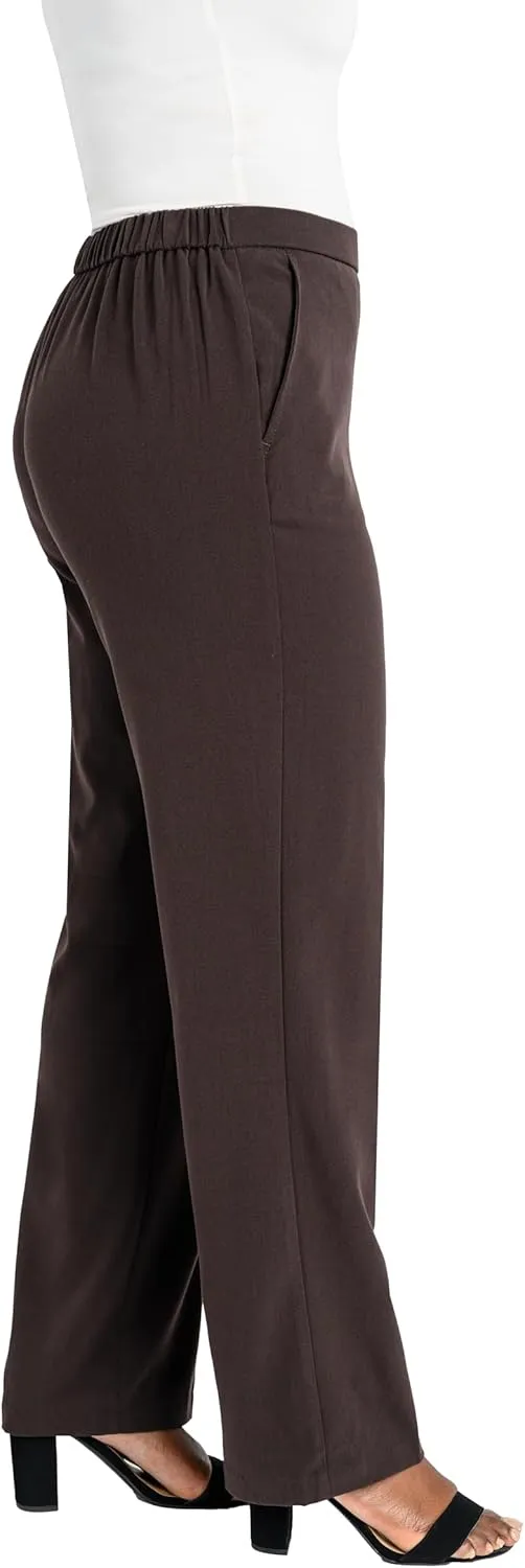 Briggs New York Women's Flat Front Pull on Pant With Slimming Solution (Regular & Short Length)