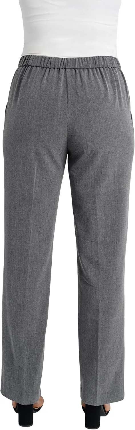 Briggs New York Women's Flat Front Pull on Pant With Slimming Solution (Regular & Short Length)