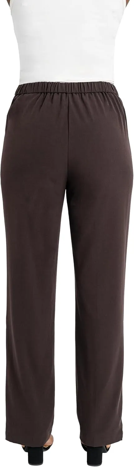 Briggs New York Women's Flat Front Pull on Pant With Slimming Solution (Regular & Short Length)