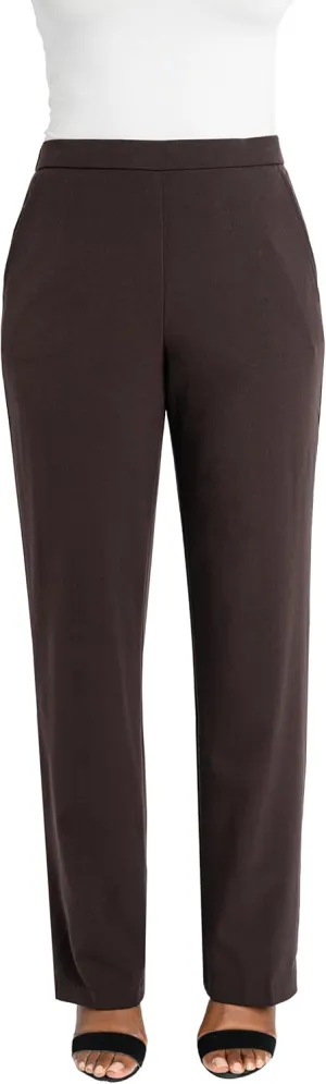 Briggs New York Women's Flat Front Pull on Pant With Slimming Solution (Regular & Short Length)
