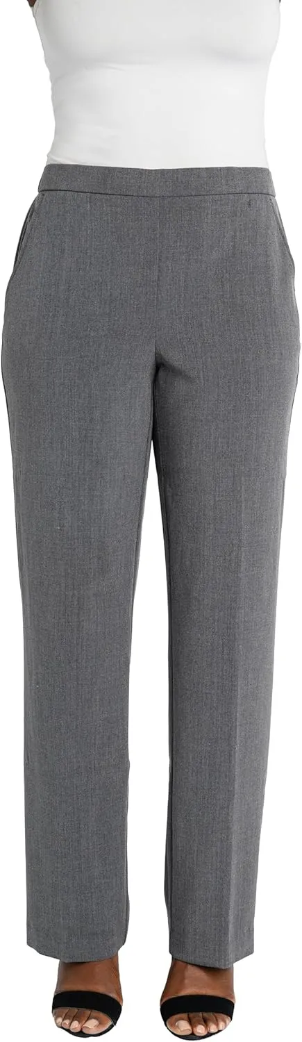 Briggs New York Women's Flat Front Pull on Pant With Slimming Solution (Regular & Short Length)
