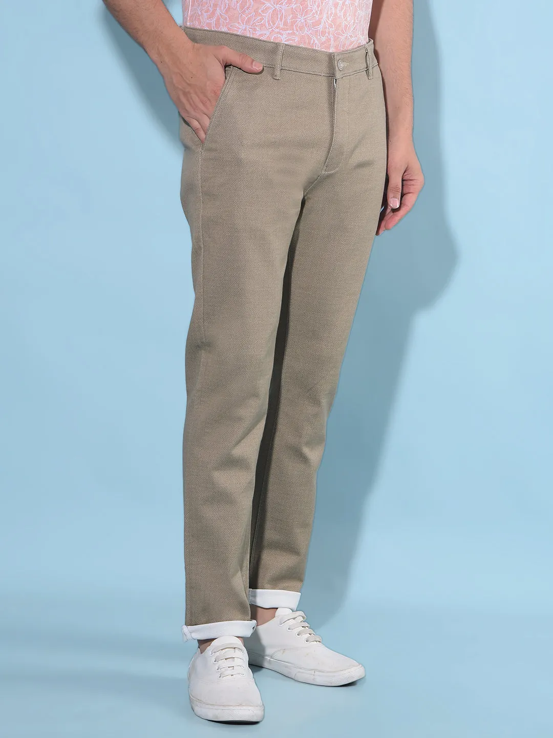 Brown Regular Stretchable Trousers