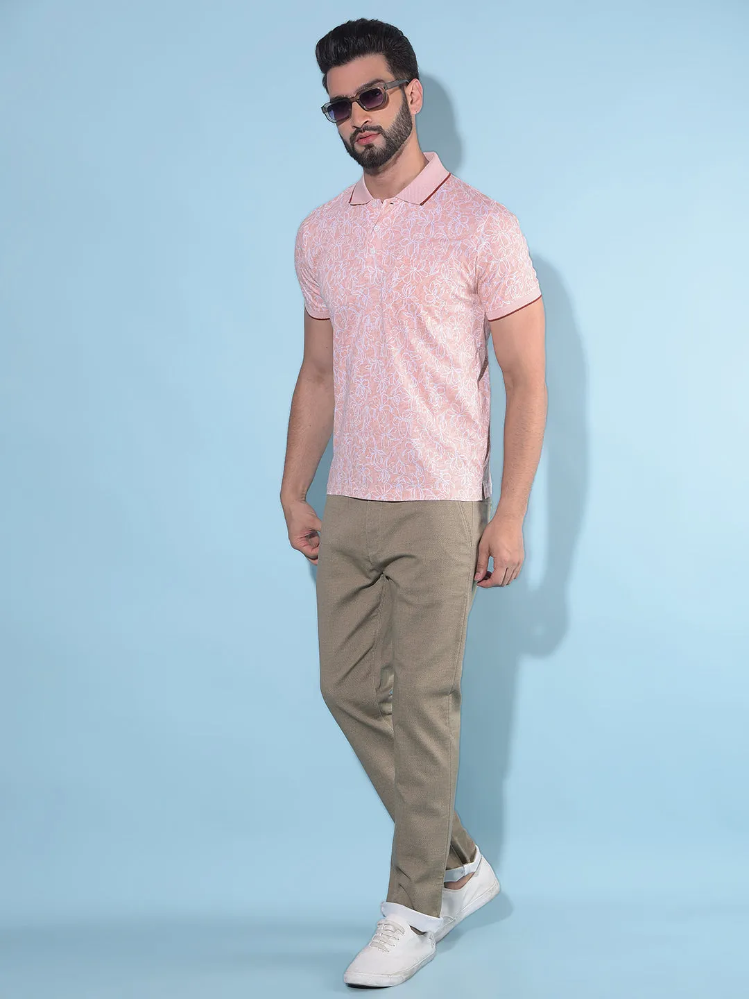 Brown Regular Stretchable Trousers