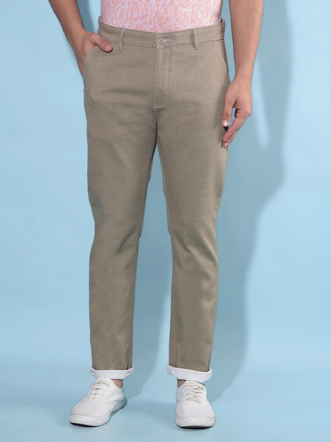 Brown Regular Stretchable Trousers