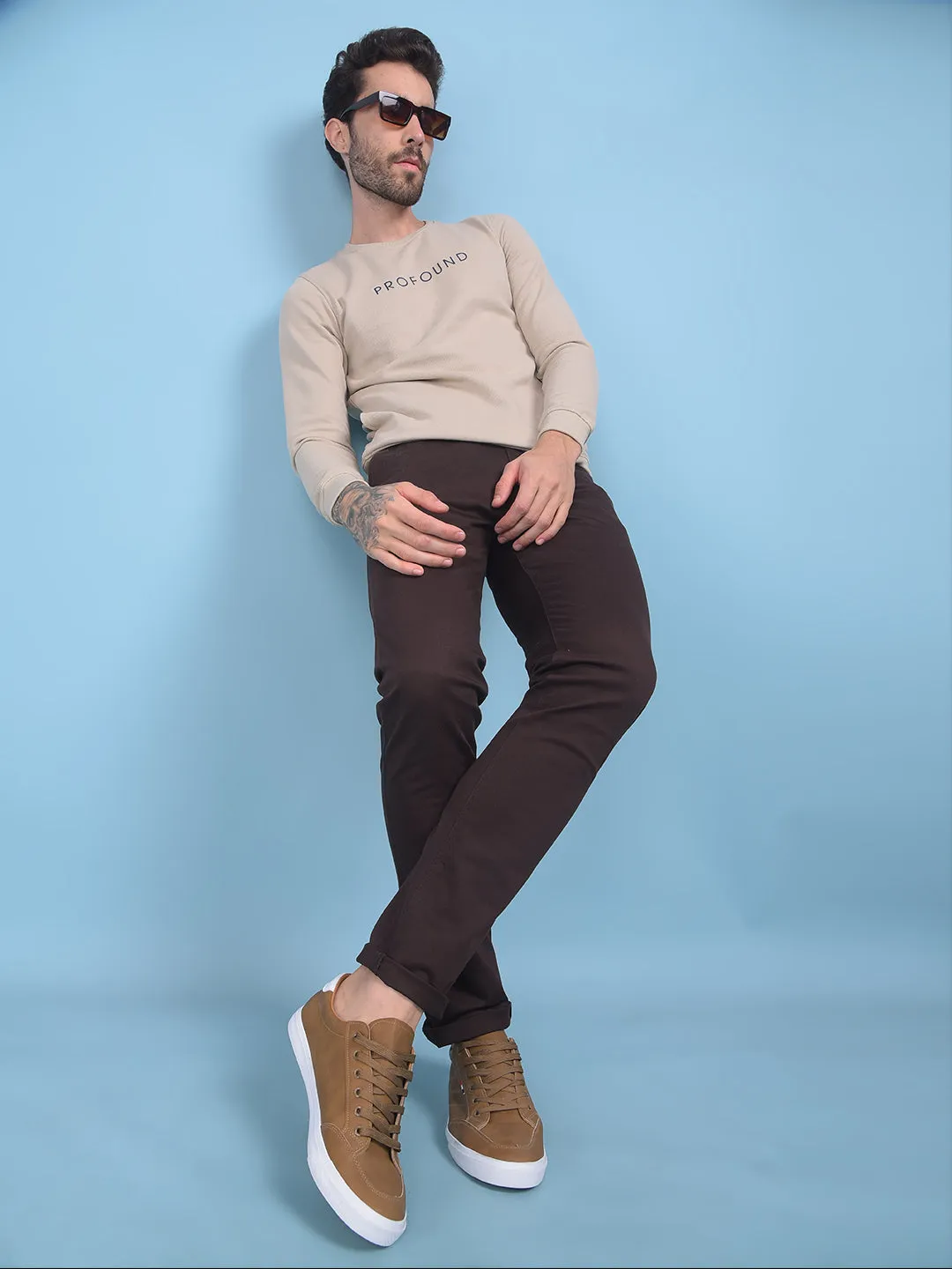 Brown Stretchable Trousers