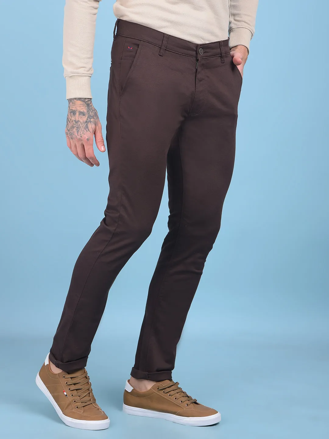 Brown Stretchable Trousers