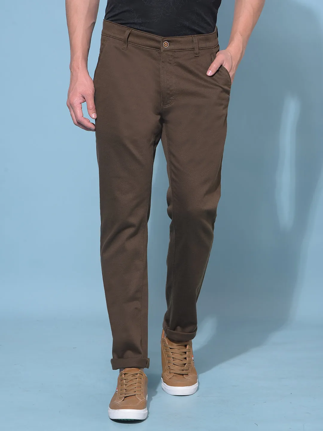 Brown Stretchable Trousers