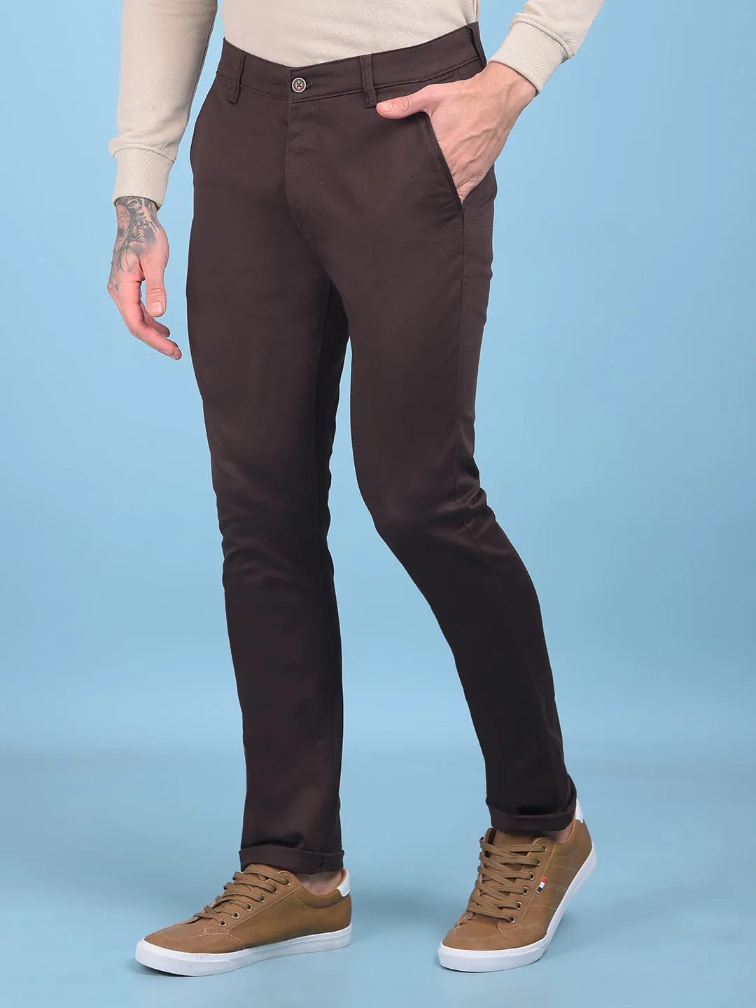 Brown Stretchable Trousers