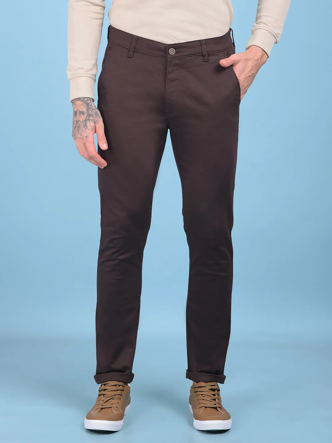 Brown Stretchable Trousers