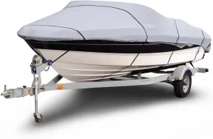 Budge B-1201-X8 1200 Denier V-Hull Runabout Boat Cover Gray 22'-25' Long (Beam Width Up to 106") Waterproof, Heavy Duty, UV Resistant