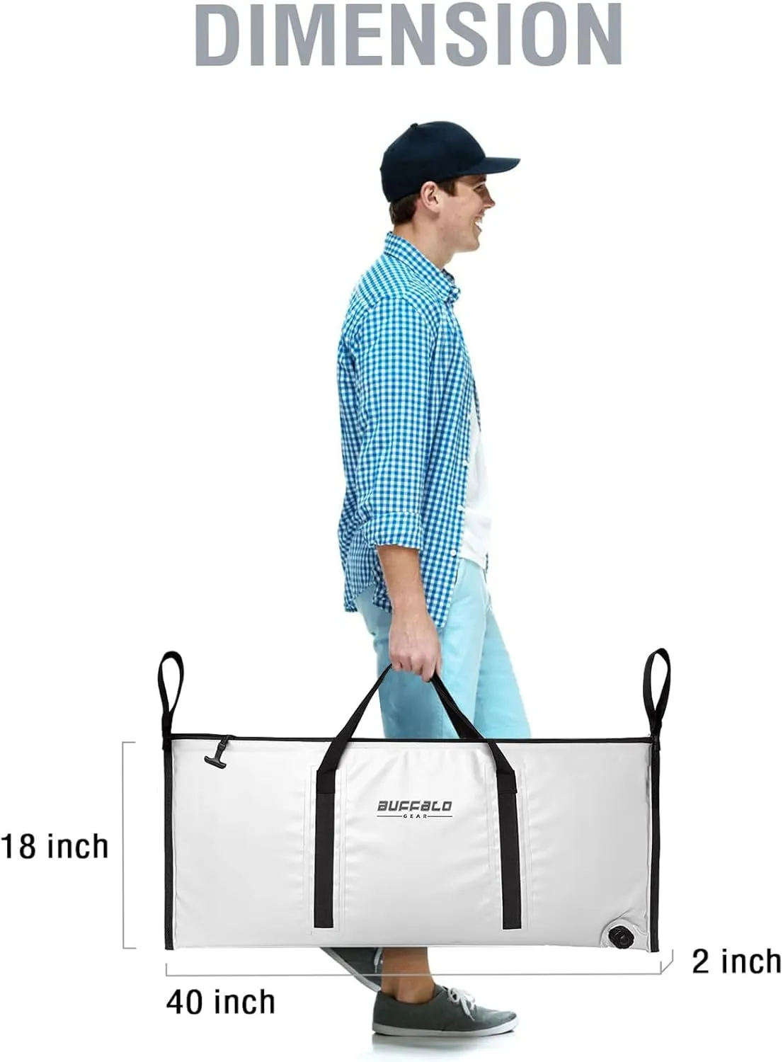 Buffalo Gear Insulated Fish Cooler Bag 40x18in 48x18in Leakproof Kill Bag Portable Waterproof Keep Ice Cold More Than 24 Hours