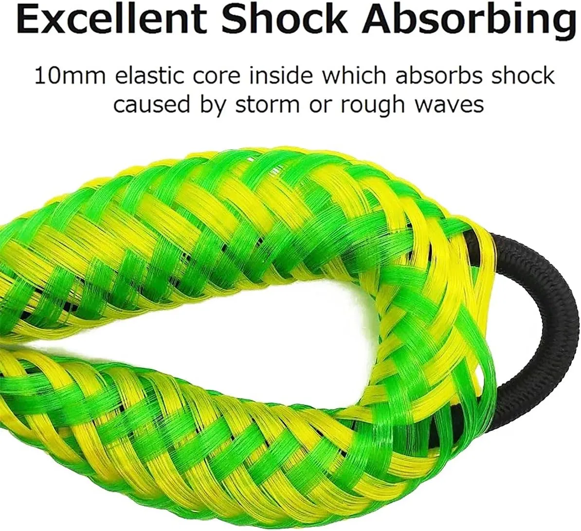 Bungee Boat Dock Lines Green Mooring Ropes 4 Pack with Stainless Steel Clip Accessories for Boats PWC, Kayak, Watercraft,SeaDoo,Jet Ski, Pontoon, Canoe, Power Boat(4ft -5.5ft)