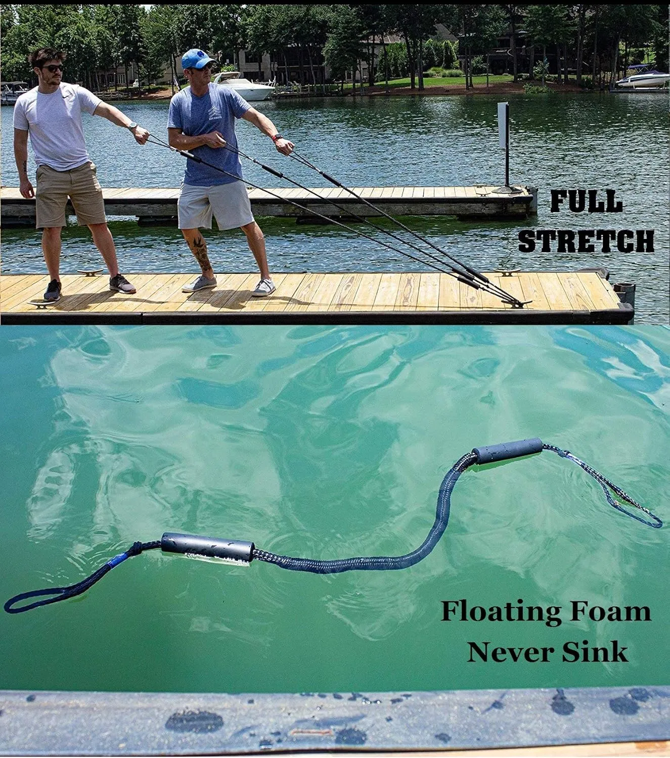 Bungee Dock Line Mooring Rope Boat Accessories Docking Lines PWC Dockline for Boats Kayak, Jet Ski, Pontoon, Canoe, Power Boat WaveRunner, 4 Pack (Black, 4-5.5)